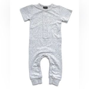 Little Bipsy 9-12M short-sleeve long-pants grey romper.